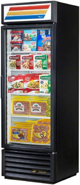 True GDM-19T-F-LD Swing Glass Door Merchandiser Freezer LED, 10 Amps, Bottom Compressor Location, 19 Cubic Feet, Glass Door Type, 3/4 Horsepower, 60 Hz, 1 Number of Doors, Swing Opening Style, 1 Phase, 4 Shelves, Floor Model Spatial Orientation, Durable, non-peel or chip, laminated vinyl exterior, Energy efficient triple pane thermal insulated glass door, NSF approved aluminum interior with stainless steel floors (GDM19TFLD  GDM-19T-F-LD  GDM 19T F LD)