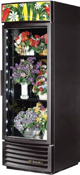 True GDM-23FC-RF-LD Radius Front Glass Door Floral Refrigerator LED, 7.2 Amps, Bottom Compressor Location, 23 Cubic Feet, Glass Door Type, 1/3 Horsepower, 60 Hz., 1 Number of Doors, Swing Opening Style, 1 Phase, 2 Shelves, Floor Model Spatial Orientation, Durable, non-peel or chip, laminated vinyl exterior, Energy efficient thermal glass doors on front of refrigerator (GDM23FCRFLD GDM-23FC-RF-LD GDM 23FC RF LD) 