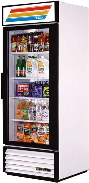 True GDM-26 Glass Door Refrigerator (swing door), 26 cu. ft., 4 shelves, Illuminated exterior sign panel, 30