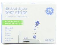 General Electric GE100TS Testing Strips (2 vials of 25) 50 strips; Injection molding test strips make the quality very stable; Noble Metal Electrode Strip and Proprietary GOD Technology (Non-PQQ Technology) offers very accurate results; Only a tiny sample required; Weight 0.5 Lbs; UPC 883489000750 (GE100TS) 