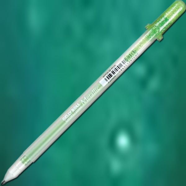 Gelly Roll 38920 Gel Pen, Water/Fade Proof, 1.0mm, Med. Line, Metallic Emerald; Improved metallic colors write on light and dark papers, as well as glossy and matte surfaces; Archival-quality ink is waterproof, chemical-proof, and fade-resistant; Will not smear or feather when dry; Use for notes, invitations, greeting cards, scrapbooking, rubberstamping, embellishing, and more; UPC 084511389205 (GELLYROLL38920 GELLY ROLL 38920 ALVIN GEL PEN 1.0MM METALLIC EMERALD)