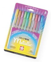 Gelly Roll 57370 Metallic Gel Pen 10-Pack; Improved metallic colors write on light and dark papers, as well as glossy and matte surfaces; Archival-quality ink is waterproof, chemical-proof, and fade-resistant; Will not smear or feather when dry; Use for notes, invitations, greeting cards, scrapbooking, rubberstamping, embellishing, and more; 1.0mm; AP non-toxic; UPC 053482573708 (GELLYROLL57370 GELLYROLL-57370 DRAWING ARTWORK) 