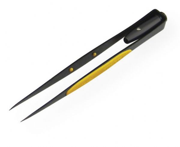General G70401 Point Tip Lighted Tweezers; Tweezers feature a powerful LED light with easy push button on/off switch; Other features include non-slip comfort grips, heat treated steel, and corrosion-resistant, non-glare black finish; Batteries included; Shipping Weight 0.14 lb; Shipping Dimensions 10.5 x 2.75 x 0.87 in; UPC 038728260048 (GENERALG70401 GENERAL-G70401 TOOLS)