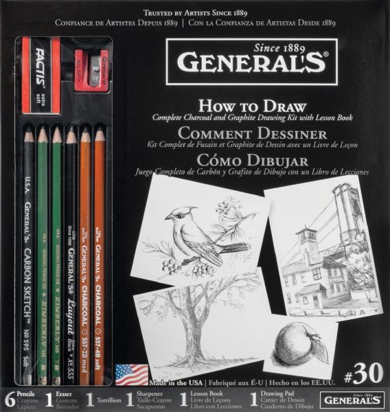 General's G30K Learn To Draw Now! How to Draw Kit; Learn the basics of drawing that the professionals use by completing step-by-step projects; UPC 044974000307 (GENERALSG30K GENERALS-G30K LEARN-TO-DRAW-NOW!-G30K ARTWORK DRAWING)