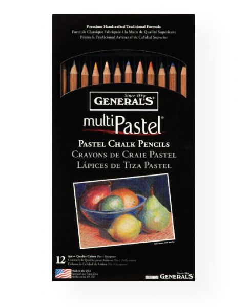 General's G4400-12 MultiPastel Pastel Pencil 12-Color Set; Smooth, pigment rich Multi-Pastel formula; Ideal for fine lines and details, these are pure artist pastels with no oils; Best used on slightly rough paper; Excellent for memory and fine art projects; Includes pencils and General's all art sharpener; Shipping Weight 0.23 lb; Shipping Dimensions 9.00 x 4.25 x 0.25 in; UPC 044974441124 (GENERALSG440012 GENERALS-G440012 MULTIPASTEL-G4400-12 GENERALS-G440012 PENCIL PASTEL DRAWING)