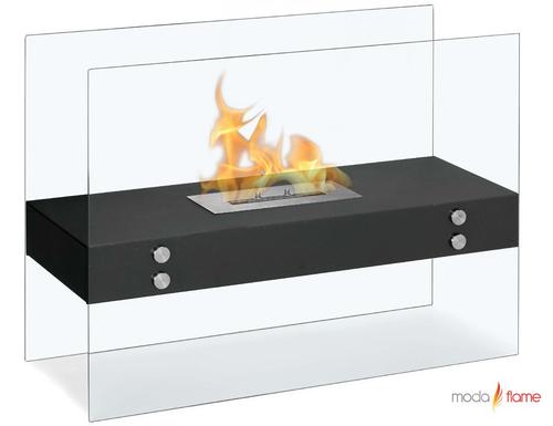 Moda Flame GF201500BK Avila Contemporary Indoor Outdoor Ethanol Fireplace in Black; 1 x 1.5 Liter Dual Layer Burner made of 430 Stainless Steel; BTU: 6,000; Flame 12 - 14