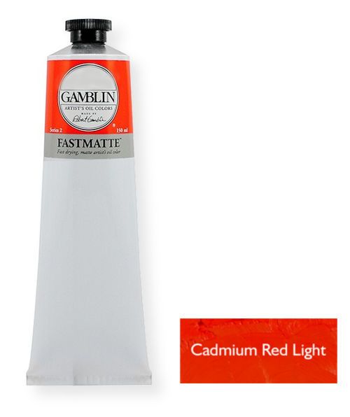 Gamblin GF2140 FastMatte Alkyd Oil Paint, 150 ml Cadmium Red Light; FastMatte colors give painters a palette of alkyd oil colors; Thin layers will be touch-dry and ready to be painted over in 24 hours; UPC 729911221402 (GF-2140 G-F2140 GF2-140 GF21-40 GF214-0 GAMBLIN-GF2140)