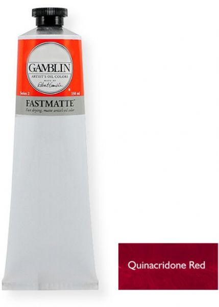 Gamblin GF2590 FastMatte Alkyd Oil Paint, 150 ml Quinacridone Red; FastMatte colors give painters a palette of alkyd oil colors; Thin layers will be touch-dry and ready to be painted over in 24 hours; Ideal for underpainting, for plein air, and for any painter whose materials do not keep up with the pace of their painting; UPC 729911225905 (GF-2590 G-F2590 GF2590 GF25-90 GF259-0 GAMBLIN-GF2590)