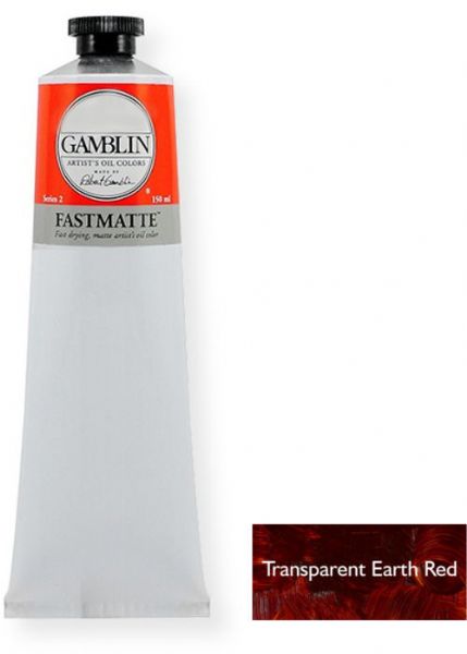 Gamblin GF2682 FastMatte Alkyd Oil Paint, 150 ml Transparent Earth Red; FastMatte colors give painters a palette of alkyd oil colors; Thin layers will be touch-dry and ready to be painted over in 24 hours; Ideal for underpainting, for plein air, and for any painter whose materials do not keep up with the pace of their painting; UPC 729911226827 (GF-2682 G-F2682 GF2682 GF26-82 GF268-2 GAMBLIN-GF2682)