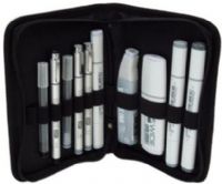 Copic GIPWAL Gray Ink Pro Wallet 10-pc Set, Ultimate gray rendering kit; Ideal for storyboard artists, industrial designers or anyone who likes to make renderings in shades of gray; Ship Weight 0.62 lbs, Ship Dim 7.5 x 5 x 1.5 in, UPC 870538006269, Made in Japan, Harmonized Code 4202.92.9026 