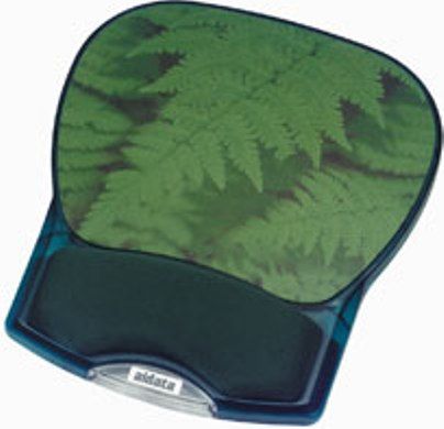 Aidata GL012L Deluxe Gel Mouse Pad Wrist Rest, Green Leaves, Soft cushion gel and silky smooth wrist rest provides computing comfort, Colored micro-structured surface or polyester surface for precise tracking, Non-skid backing keeps pad in place, Size 254 x 217 x 30 mm (10˝ x 8.55˝ x 1.18˝) (GL-012L GL 012L GL012-L GL012)