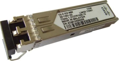 Cisco GLC-SX-MMD= Gigabit Ethernet 1000BASE-SX Small Form-factor Pluggable SFP Transceiver Module, Extended operating temperature range and DOM support, 850-nm wavelength, Multi-Mode Fiber (MMF) Fiber, 50 μm Core Size, 550m (1804 ft) Operating Distance, Dual LC/PC connector (GLCSXMMD GLCSXMMD= GLC-SX-MMD GLC-SXMMD=)