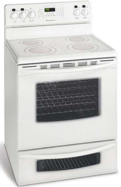 Frigidaire GLEFM97GPW Electric Smoothtop Range Self Clean Oven, 5.4 Cu. Ft. Maxx Capacity Hidden Bake Self-Cleaning Oven with Auto-Latch Safety Lock, 3,500W Bake / 3,600W Broil, Advanced Bake Plus Cooking System, Speed Clean and Max Clean, UltraPro Color-Coordinated Steel Handles, 3 Heavy-Duty Oven Racks, 2 - 5