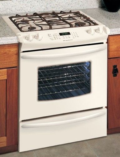 Frigidaire GLGS389FQ Full Gas Slide-in Range, Bisque, EasySet 510 Electronic Oven Control with Key Pad Entry and Integrated Warmer Drawer Control, Full-Surface, 3-Piece Cast Iron Grates & Caps, 4.2 Cu. Ft. All-Gas Self-Cleaning Oven with Auto-Latch Safety Lock (GLG-S389FQ GLGS389 GLGS389F)