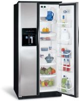 Frigidaire GLHS38EGSB 22.6 Cu. Ft. Side-by-Side Refrigerator, 6 Button Clean Touch Water and Ice Dispenser & 3 SpillSafe Glass Shelves Stainless Steel on Black, UltraSoft EasyCare Genuine Stainless Steel Doors, Full-Width Hinge Cover, UltraSoft Black Handles (GLHS 38EGSB GLHS-38EGSB GLHS38EGS) 