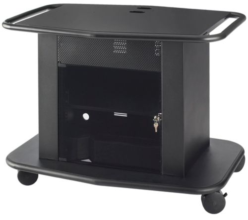 AVTEQ GM-200S Class Room Tv Cart, 32 tall and holds a single monitor up to 36, One adjustable interior rack mounted shelf, 6 Port APC surge protector, Cable management features, Tempered, tinted locking front glass door, Bolted rear panel for easy access to equipment, Standard 19 front and rear rack mount brackets, 10RUs of space (GM-200S GM200S GM200-S GM 200S GM 200 S)