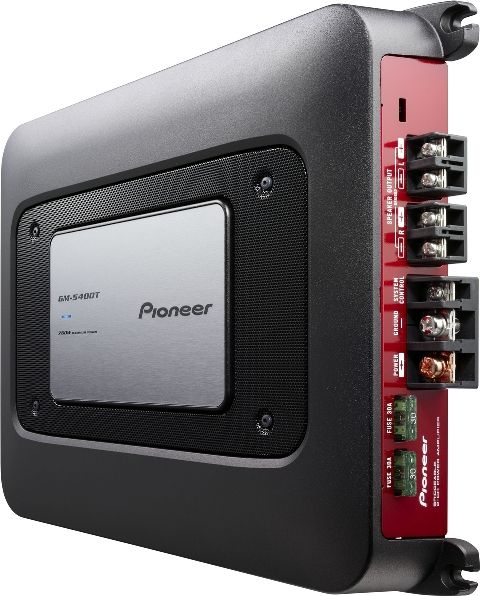 Pioneer GM-5400T Amplifier, 10 - 50000 Hz Response Bandwidth, 95 dB Signal-To-Noise Ratio, ,380 Watts x 2 Max Output Power / Channel Qty, 125 Watts x 2 Continuous Power / Channel Qty, 2 channels Input Channel Qty, 2-channel Amplifier Output, 2 channels Output Channel Qty, 0.4 - 6.5V Input Signal Voltage, 12 dB/octave Crossover Slope, 80 Hz Low Pass Frequencies, 50 Hz Bass Boost Frequency, 0 to +12dB Bass Boost Gain (GM-5400T GM 5400T GM5400T)