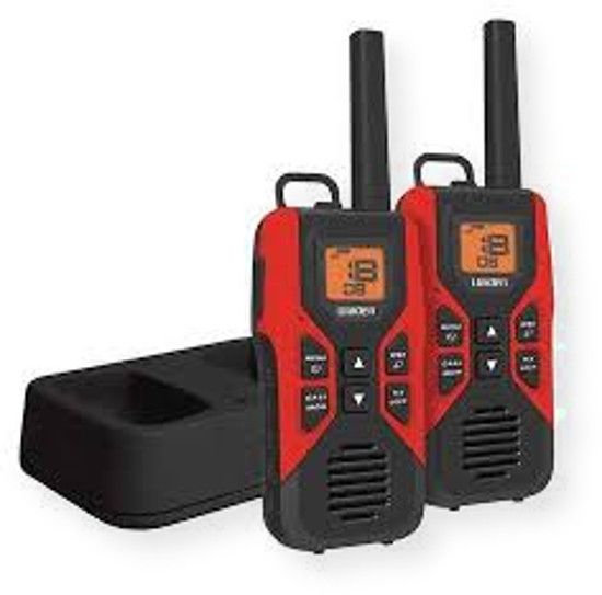 Uniden GMR30552CK GMRS/FRS Two-way Radio w/Charging Kit; Black and Red; 22 Channels; 121 Privacy Codes; NOAA Weather Alert; License Free Operation; Convenient Charging,The included USB powered charging cradle lets you easily charge the radios between uses; VOX Operation; Headset Convenience; UPC 050633101872 (GMR30552CK GMR30552-CK GMR30552CKRADIO GMR30552CK-RADIO GMR30552CKUNIDEN GMR30552CK-UNIDEN) 