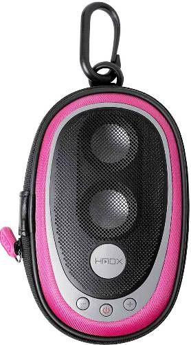 HMDX Audio GO3PKB Go 3 Portable Speaker Case, Pink; Line/Aux-in for connecting music devices; External volume controls; Stores and protects your device and headphones; Battery operated; Requires 3 