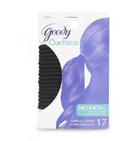 Goody 27257 Womens Ouchless Black 4mm Elastics No Metal Gentle Ponytailers, 17 pcs per Blister Pack, No Metal, Comfortable, Made with smart Stretch Core, Holds its shape longer without stretching out, UPC 041457272572 ( GOODY27257 GOODY 27257 GOODY-27257 