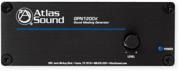 Atlas Sound GPN1200K TSD Sound Masking Generator Kit; Black; TSD-GPN1200 Sound Masking Generator; Balanced Line Output Plus 4 Watt, 70.7 Volt Output; Global Input Voltage; 1RU Height; Supports up to 4 TSD Series Modules; Adjustable Gain and Hi-Cut Filter; TSD-PS24V250MA 24VDC Power Supply; UPC 612079659968 (GPN1200K GPN1200KIT ATLASGPN1200KIT ATLAS-GPN1200K KITGPN1200K GPN1200K-KIT)
