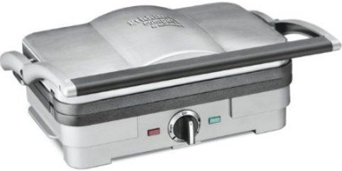 Cuisinart GR-35 Compact Griddler, Contact grill, Panini press, Full grill, Full griddle and half grill/half griddle, Removable and reversible dishwasher-safe nonstick cooking plates for easy storage, Cooking plates drain grease for healthy cooking and integrated drip tray collects grease for easy disposal, UPC 609728167349 (GR35 GR-35 GR 35)