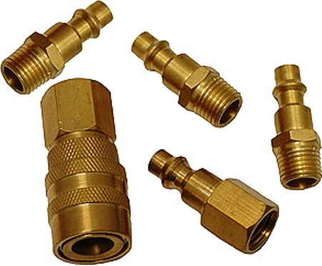 5pc Solid Brass Quick Coupler Set Air Hose Connector Fittings 1/4 NPT Tools 