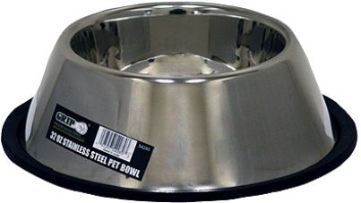 GRIP On Tools 54280 Stainless Steel Pet Bowl, 32 oz. capacity, Great water or food bowl, UPC 097257542803 (GRIP54280 GRIP-54280 54-280 542-80)  