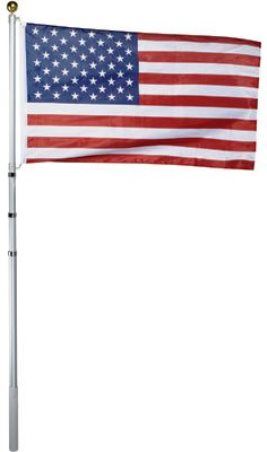 GRIP On Tools 78316 American Flag Pole Kit, Add style to your outdoor setting with this handy telescoping flagpole, It extends from 5 to 16 feet and includes a decorative ball top mount and a lightweight but durable nylon 3-ft. x 5-ft. U.S. flag, Sturdy anodized aluminum construction, Hardware included, UPC 097257783169 (GRIP78316 GRIP-78316 78-316 783-16) 