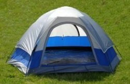 GRIP On Tools 78403 Three Person Dome Tent; Great for hunting, fishing, hiking, and camping trips; Large u-style type door for easy entry; Four sided mesh panels for easy ventilation; Awning style fly protects against inclement weather; Dimensions 9 W x 7 D x 4 H; UPC 097257784036 (GRIP78403 GRIP-78403 78-403 784-03) 