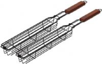 GRIP On Tools 78405 Two Piece Non-Stick Kabob Basket Set; Kabob baskets are used to cool meats and vegetables over a fire or grill without using skewers; Non-stick, coated metal finish with wooden handles; UPC 097257784050 (GRIP78405 GRIP-78405 78-405 784-05)  