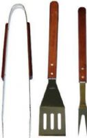 GRIP On Tools 78485 Three Piece Barbeque Grill Tool Set; Includes all the essential tools to help you with your cookout; Includes a spatula, a set of tongs and a fork; Made of heavy duty stainless steel with wooden handles; Corrosion resistant; UPC 097257784852 (GRIP78485 GRIP-78485 78-485 784-85)  