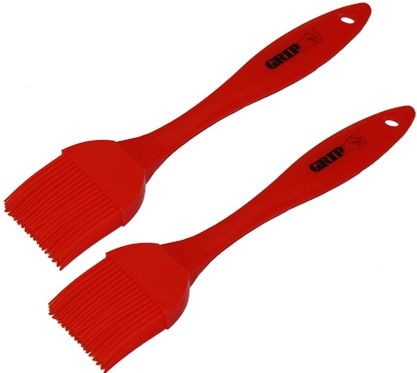 GRIP On Tools 78487 Two Piece Pastry Brush Set; Used to spread marinades, oils, glazes and sauces on meats and other foods for added flavor; Heat resistant handles up to 350F and bristles up to 500F so you can use them while cooking; Bristles are stain and odor resistant; Dishwasher safe; UPC 097257784876 (GRIP78487 GRIP-78487 78-487 784-87) 