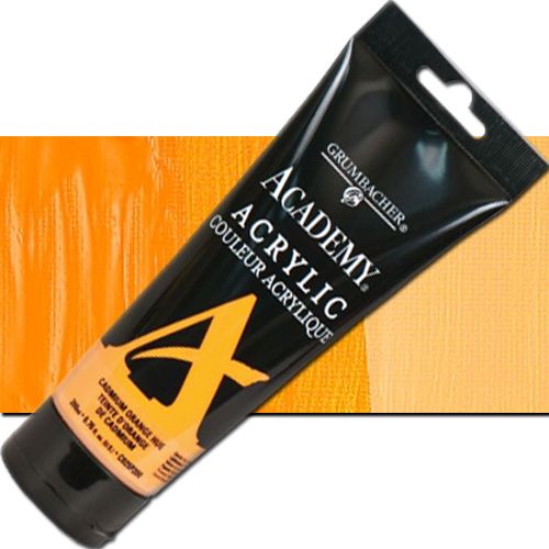 Grumbacher C025P200 Academy, Acrylic Paint 200ml Cadmium Orange Hue; Smooth, rich paint made from finely ground pigments can be thinned with water or thickened with mediums for different effects; Plastic tube; Grumbacher Academy Acrylics are highly pigmented, resulting in superior tinting strength at a single student price; UPC 014173376138 (GRUMBACHERC025P200 GRUMBACHER C025P200 ALVIN GBC025P200 200ML 00605-4542 ACRYLIC CADMIUM ORANGE HUE)