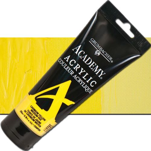 Grumbacher C034P200 Academy, Acrylic Paint 200ml Cadmium Yellow Medium Hue; Smooth, rich paint made from finely ground pigments can be thinned with water or thickened with mediums for different effects; Plastic tube; Grumbacher Academy Acrylics are highly pigmented, resulting in superior tinting strength at a single student price; UPC 014173376169 (GRUMBACHERC034P200 GRUMBACHER C034P200 ALVIN GBC034P200 200ML 00605-4062 ACRYLIC CADMIUM YELLOW MEDIUM HUE)