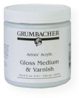 Grumbacher GB5278 Gloss Medium and Varnish for Acrylics; Mix with acrylic paint for smoother brush strokes; Has a glossy finish; This medium thins with water and can also be used as a final varnish, for glazing, or as glue for paper; Dries clear, is flexible and water resistant when dry; 236ml/8 oz; Shipping Weight 1.00 lb; Shipping Dimensions 2.88 x 2.88 x 3.19 in; UPC 014173355935 (GRUMBACHERGB5278 GRUMBACHER-GB5278 PAINTING) 