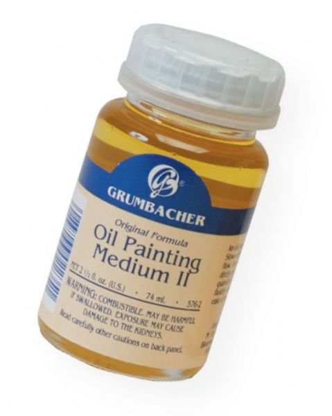 Grumbacher GB5762 Slow Drying Oil Painting Medium II; For use with artists' colors to retard drying time; Contains poppy seed oil, copaiba, balsam, mastic resin, alkyd resin, and solvent; 74ml/2.5 oz; Shipping Weight 0.19 lb; Shipping Dimensions 1.88 x 1.88 x 3.38 in; UPC 014173356413 (GRUMBACHERGB5762 GRUMBACHER-GB5762 ARTWORK)