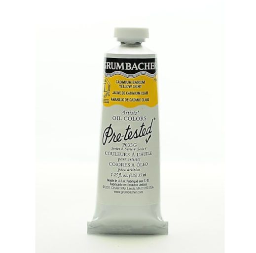 Grumbacher GBP033GB Pre-Tested Artists' Oil Color Paint 37ml Cadmium-Barium Yellow Light; The rich, creamy texture combined with a wide range of vibrant colors make these paints a favorite among instructors and professionals; Each color is comprised of pure pigments and refined linseed oil, tested several times throughout the manufacturing process; UPC 014173352835 (GRUMBACHERGBP033GB GRUMBACHER-GBP033GB PRE-TESTED-GBP033GB PAINTING)