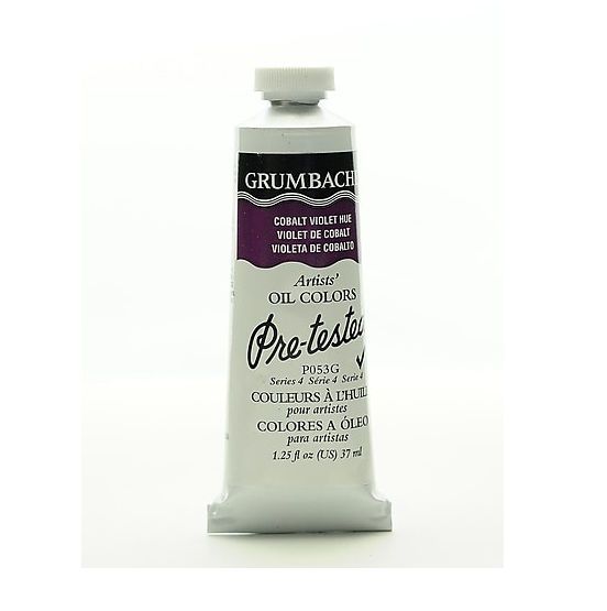 Grumbacher GBP053GB Pre-Tested Artists' Oil Color Paint 37ml Cobalt Violet Hue; The rich, creamy texture combined with a wide range of vibrant colors make these paints a favorite among instructors and professionals; Each color is comprised of pure pigments and refined linseed oil, tested several times throughout the manufacturing process; UPC 014173352941 (GRUMBACHERGBP053GB GRUMBACHER-GBP053GB PRE-TESTED-GBP053GB  PAINTING)
