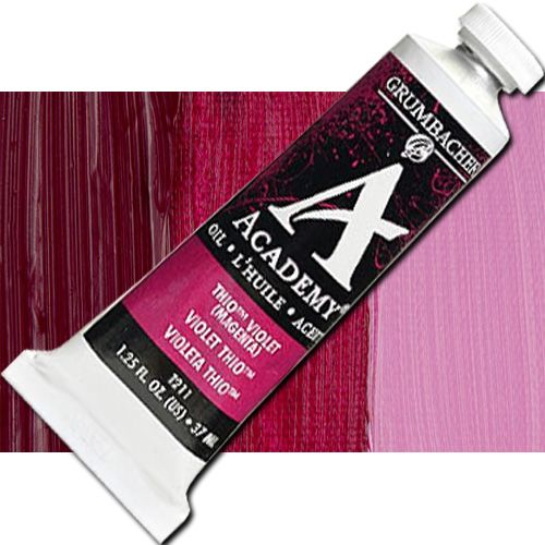 Grumbacher Academy GBT211B Oil Paint, 37 ml, Thio Violet (Magenta); Quality oil paint produced in the tradition of the old masters; The wide range of rich, vibrant colors has been popular with artists for generations; 37ml tube; Transparency rating: T=transparent; Dimensions 3.25