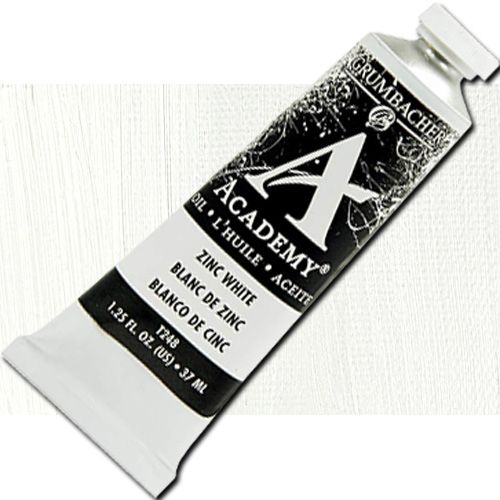 Grumbacher Academy GBT248B Oil Paint, 37 ml, Zinc White; Quality oil paint produced in the tradition of the old masters; The wide range of rich, vibrant colors has been popular with artists for generations; 37ml tube; Transparency rating: SO=semi-opaque; Dimensions 3.25