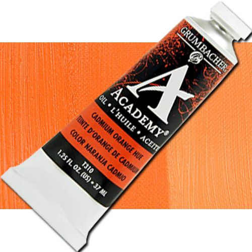 Grumbacher Academy GBT310B Oil Paint, 37 ml, Cadmium Orange Hue; Quality oil paint produced in the tradition of the old masters; The wide range of rich, vibrant colors has been popular with artists for generations; 37ml tube; Transparency rating: SO=semi-opaque; Dimensions 3.25
