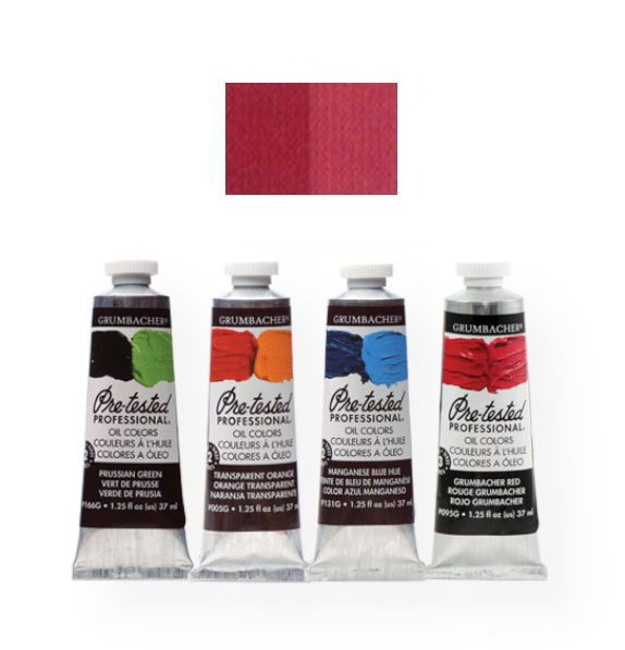 Grumbacher P026G Pre-Tested Artists' Oil Color Paint 37ml Cadmium-Barium Red Deep; The rich, creamy texture combined with a wide range of vibrant colors make these paints a favorite among instructors and professionals; Each color is comprised of pure pigments and refined linseed oil, tested several times throughout the manufacturing process; UPC 014173352781 (GRUMBACHERP026G GRUMBACHER-P026G PAINTING)