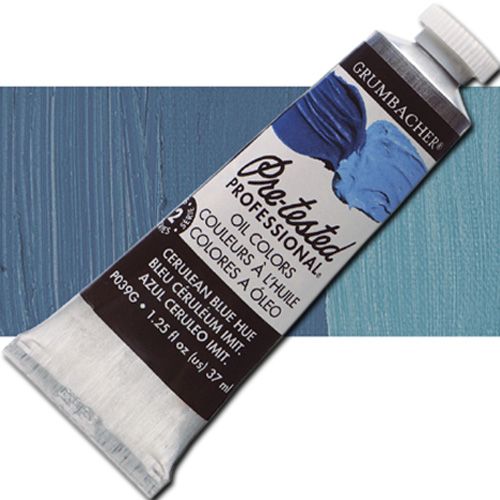 Grumbacher Pre-Tested P039G Artists' Oil Color Paint, 37ml, Cerulean Blue Hue; The rich, creamy texture combined with a wide range of vibrant colors make these paints a favorite among instructors and professionals; Each color is comprised of pure pigments and refined linseed oil, tested several times throughout the manufacturing process; UPC 014173352873 (GRUMBACHER ALVIN PRETESTED P039G OIL 37ml CERULEAN BLUE HUE)