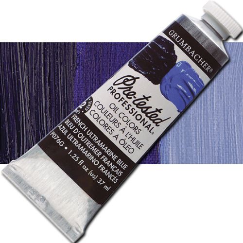 Grumbacher Pre-Tested P076G Artists' Oil Color Paint, 37ml, French Ultramarine Blue; The rich, creamy texture combined with a wide range of vibrant colors make these paints a favorite among instructors and professionals; Each color is comprised of pure pigments and refined linseed oil, tested several times throughout the manufacturing process; UPC 014173353030 (GRUMBACHER ALVIN PRETESTED P076G OIL 37ml FRENCH ULTRAMARINE BLUE)