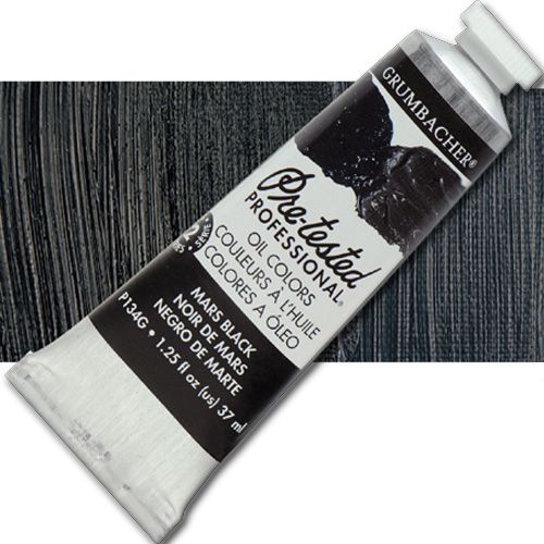 Grumbacher Pre-Tested P134G Artists' Oil Color Paint, 37ml, Mars Black; The rich, creamy texture combined with a wide range of vibrant colors make these paints a favorite among instructors and professionals; Each color is comprised of pure pigments and refined linseed oil, tested several times throughout the manufacturing process; UPC 014173353207 (GRUMBACHER ALVIN PRETESTED P134G OIL 37ml MARS BLACK)