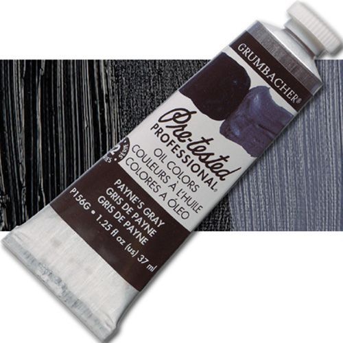 Grumbacher Pre-Tested P156G Artists' Oil Color Paint, 37ml, Payne's Gray; The rich, creamy texture combined with a wide range of vibrant colors make these paints a favorite among instructors and professionals; Each color is comprised of pure pigments and refined linseed oil, tested several times throughout the manufacturing process; UPC 014173353252 (GRUMBACHER ALVIN PRETESTED P156G OIL 37ml PAYNES GRAY)