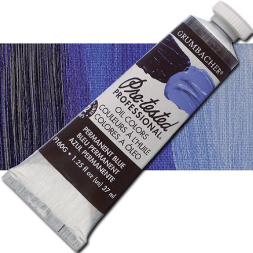 Grumbacher Pre-Tested P160G Artists' Oil Color Paint, 37ml, Permanent Blue; The rich, creamy texture combined with a wide range of vibrant colors make these paints a favorite among instructors and professionals; Each color is comprised of pure pigments and refined linseed oil, tested several times throughout the manufacturing process; UPC 014173353269 (GRUMBACHER ALVIN PRETESTED P160G OIL 37ml PERMANENT BLUE)