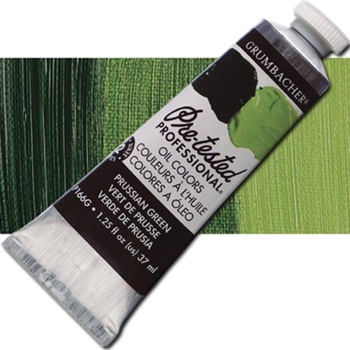 Grumbacher Pre-Tested P166G Artists' Oil Color Paint, 37ml, Prussian Green; The rich, creamy texture combined with a wide range of vibrant colors make these paints a favorite among instructors and professionals; Each color is comprised of pure pigments and refined linseed oil, tested several times throughout the manufacturing process; UPC 014173353290 (GRUMBACHER ALVIN PRETESTED P166G OIL 37ml PRUSSIAN GREEN)