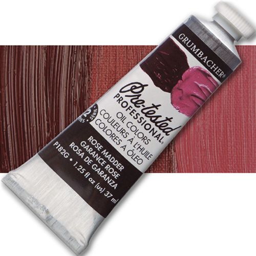Grumbacher Pre-Tested P182G Artists' Oil Color Paint, 37ml, Rose Madder Hue; The rich, creamy texture combined with a wide range of vibrant colors make these paints a favorite among instructors and professionals; Each color is comprised of pure pigments and refined linseed oil, tested several times throughout the manufacturing process; UPC 014173353351 (GRUMBACHER ALVIN PRETESTED P182G OIL 37ml PRUSSIAN BLUE)